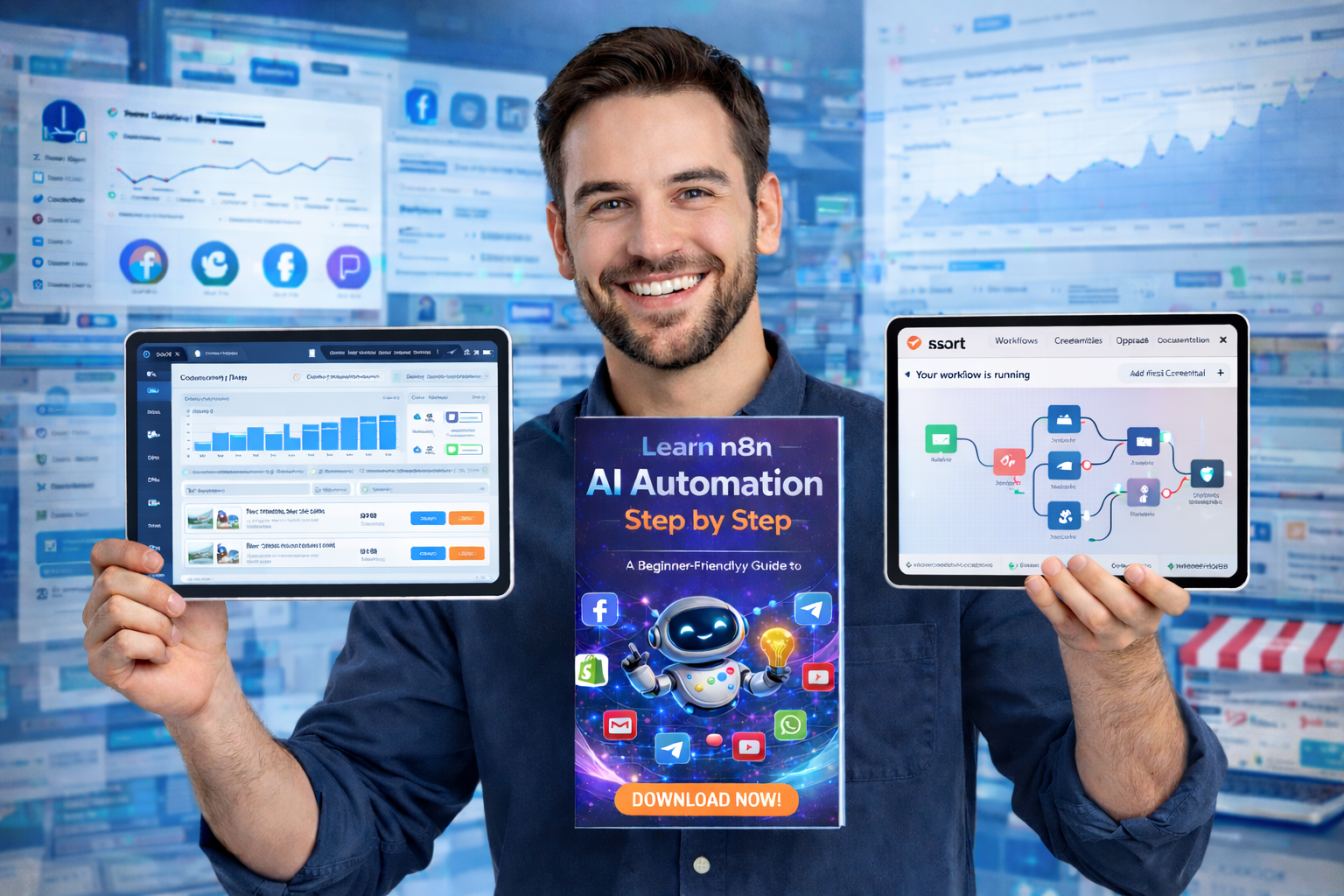Learn n8n AI automation step-by-step ebook with ready-to-use workflow templates for business automation
