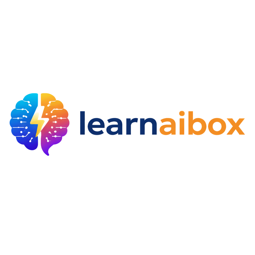 LearnAibox logo with colorful brain icon and lightning bolt symbol